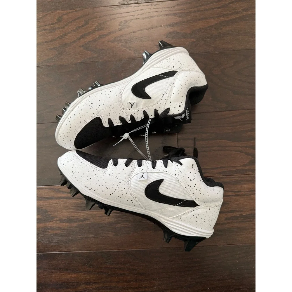 Air Jordan Stadium 90 Baseball Cleats White Black Speckle HQ0210-100 Mens 8